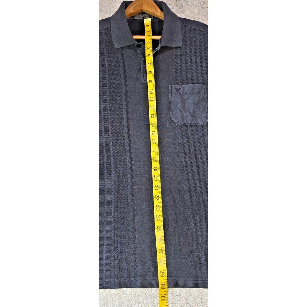 VTG Giorgio Armani Size EU54 Mens M 100% Cotton Dark Gray Textured Polo Shirt - Picture 9 of 11